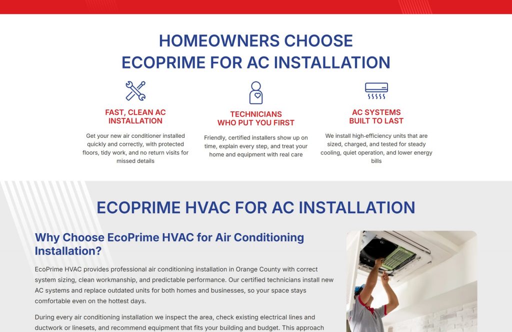 EcoPrime HVAC — отопление и кондиционеры — ac installation 02