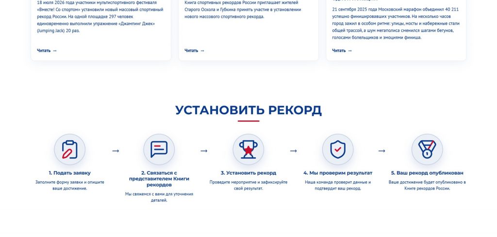 Пошаговый процесс на главной
