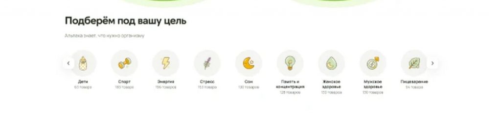 Подбор товаров по цели